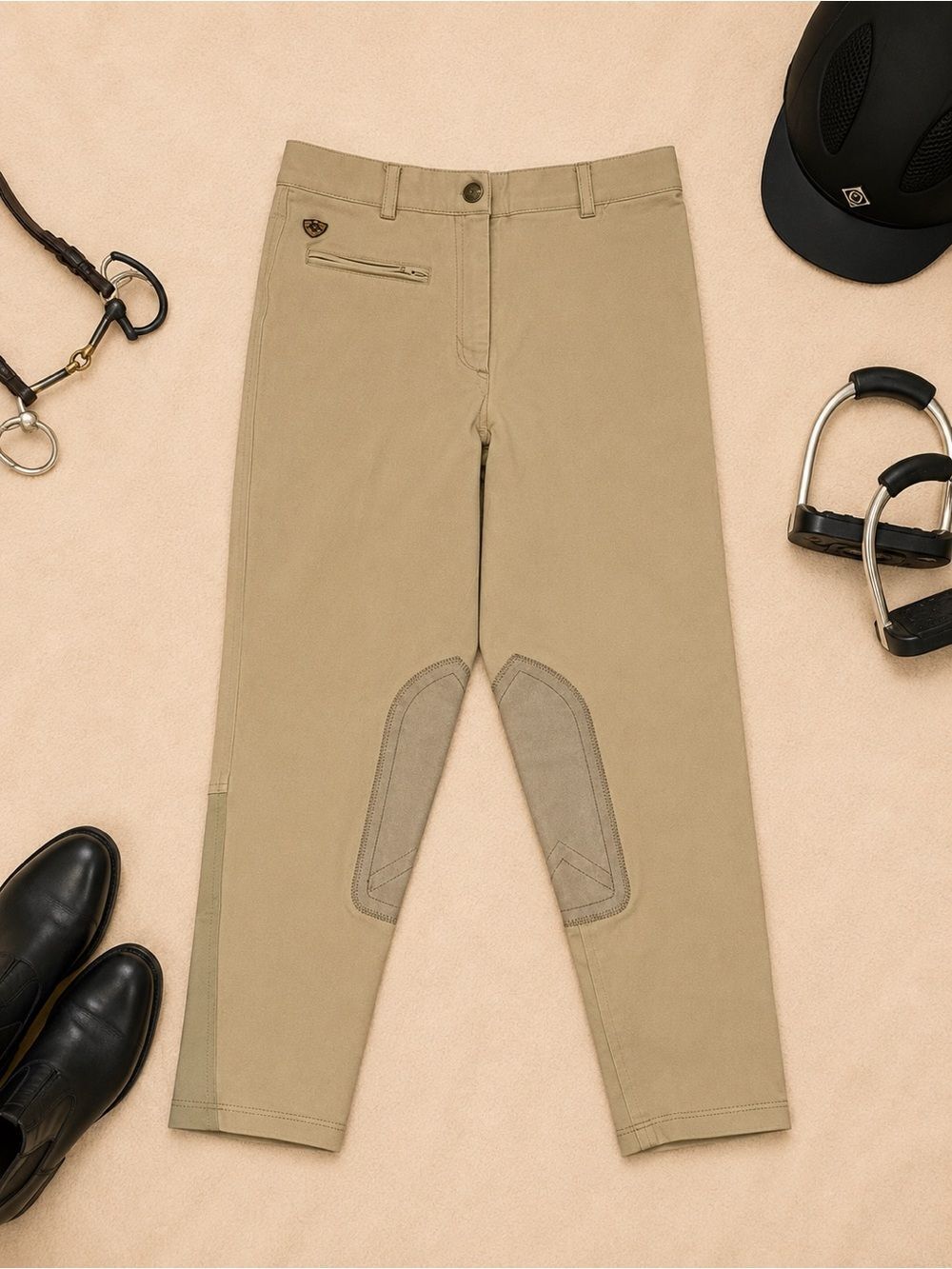 Ariat Kids Tan Knee Patch Equestrian Riding Breeches Size 12